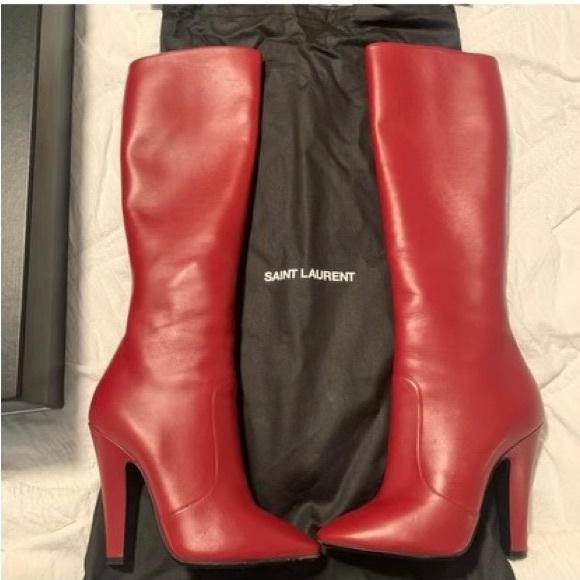 Like new red Saint Laurent boots. Size 38.5 - Picture 2 of 5